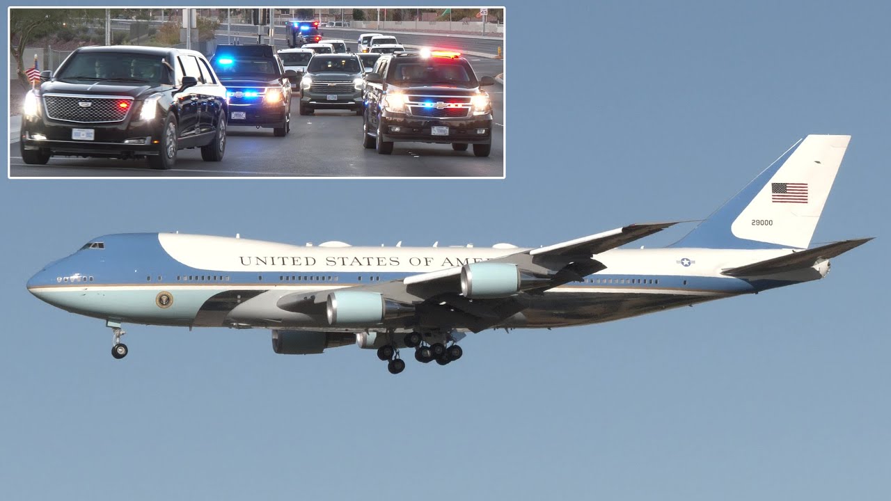 President Biden lands in Vegas with Air Force One, travels in motorcade 🇺🇸 🎲