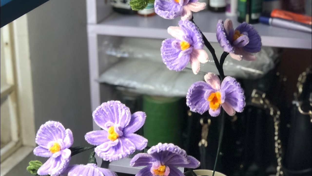 Hướng dẫn làm hoa Lan hồ điệp từ kẽm nhung - How to make a Phalaenopsis orchids flower #handmade