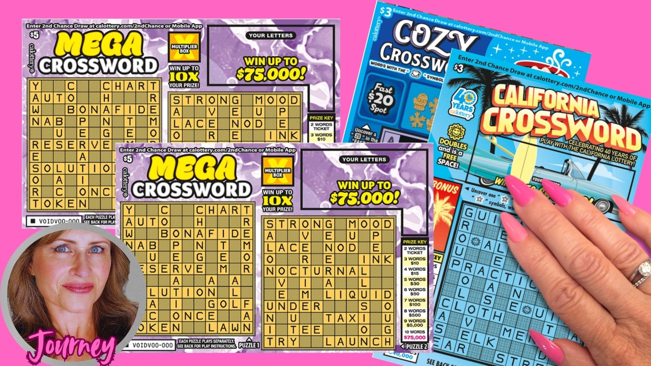 California Crossword, Mega Crossword, Cozy Crossword PLUS a WHALE! Lottery Scratch Off Tickets