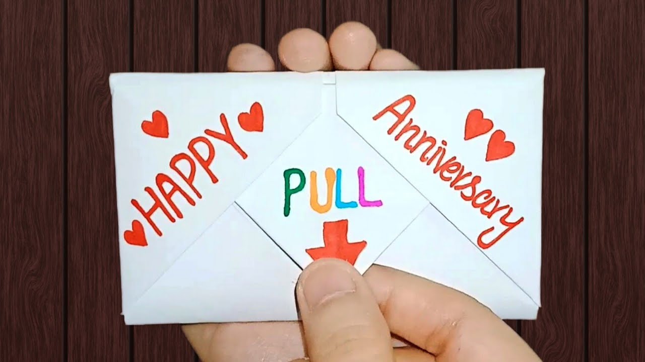DIY-SURPRISE MESSAGE CARD FOR Anniversary ||Pull Tab Origami Envelope Card ||Anniversary Card idea