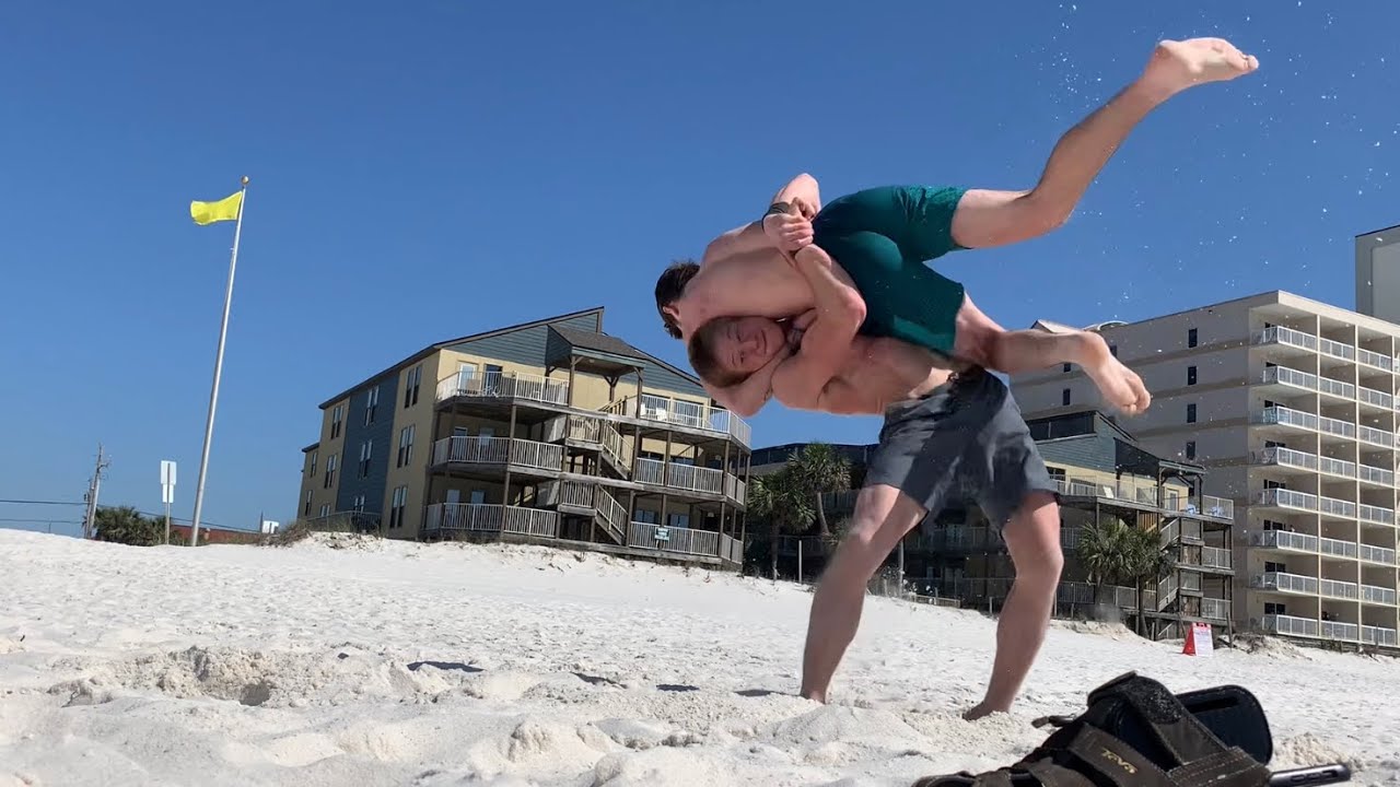SAND WRESTLING (huge slam) on Orange Beach, Alabama