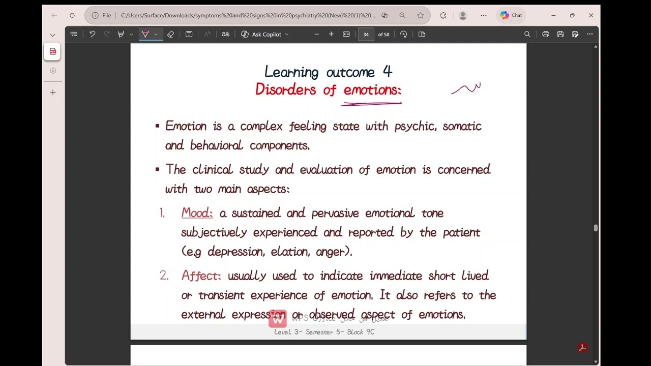 Lec 1: Symptoms and signs in psychiatry (part 2)