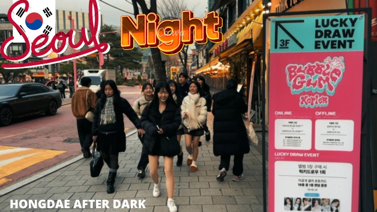 [4K] Hongdae Seoul Night Walk 🇰🇷 | Youth Culture, Street Vibes & City Energy (40 Min)