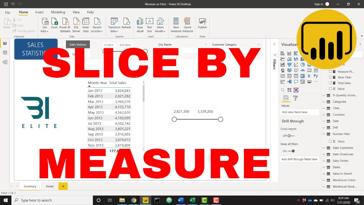 Power BI - Filter by a Measure in a Slicer