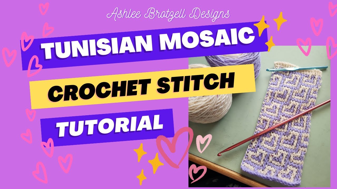 Tunisian Mosaic Crochet Stitch Tutorial, translating from Overlay Mosaic "Many Hearts" Pattern
