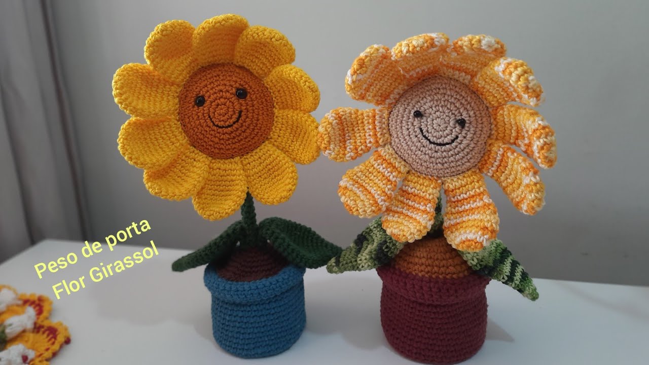 Flor Girassol amigurumi -Peso de porta em crochê.Parte 1/2