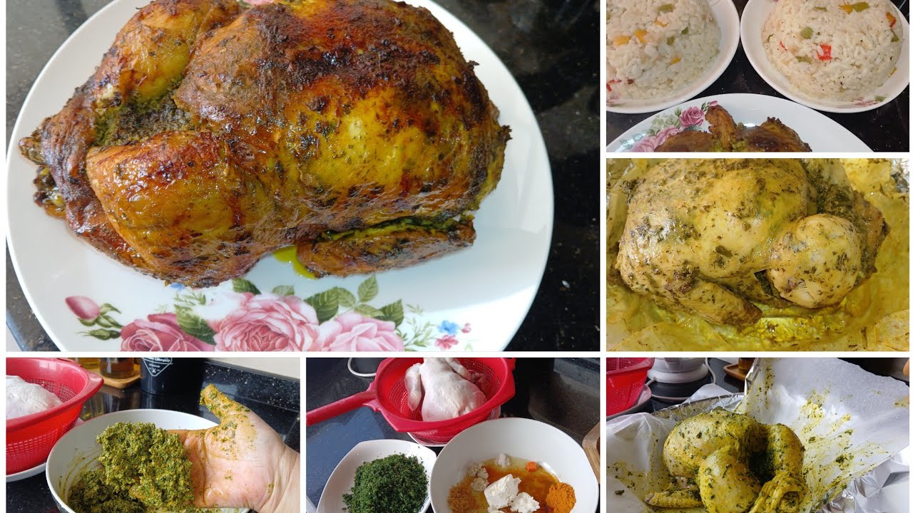 دجاجة 🐔 في الفران معمرة بمقادير موجودة في كوزينتك لذيذة 😋 مرحبا بالجميع 