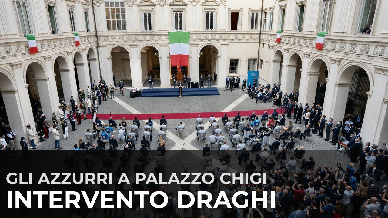 Gli Azzurri e Matteo Berrettini a Palazzo Chigi, l'intervento del Presidente Draghi