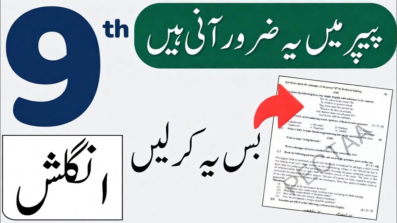 9th class english guess paper 2026, class 9th english guess paper 2026