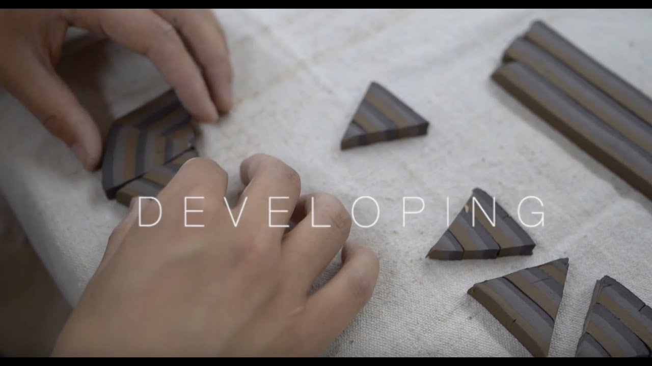 Geometry pattern with nerikomi pottery｜Colored clay｜練り込み