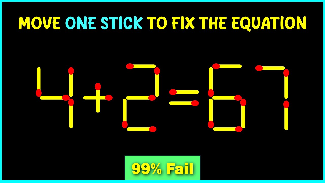 Matchstick Puzzles | Move One Match to Fix the Equation | Matchstick puzzle with answer | Math  game