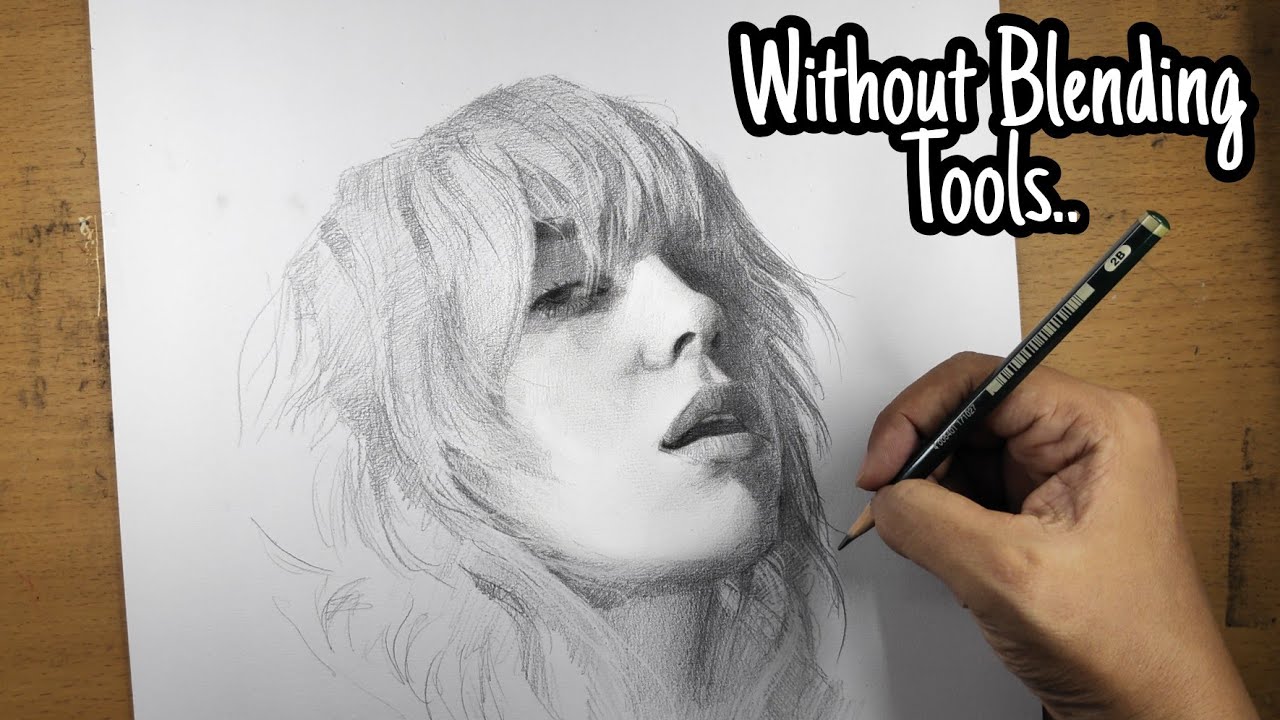 Drawing Billie Eilish full shading pencil 2b without blending tools.