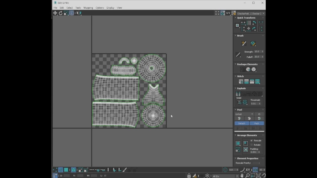 3ds max unwrap UVW 섭페 작업을 위한 깔끔한 UV정리 방법