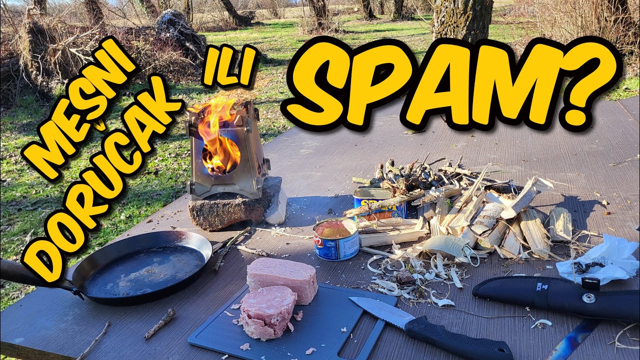 SPAM ili Mesni doručak? Koja je razlika? Kakav je okus? SPAM burger!#outdoor #bushcraft #kampiranje