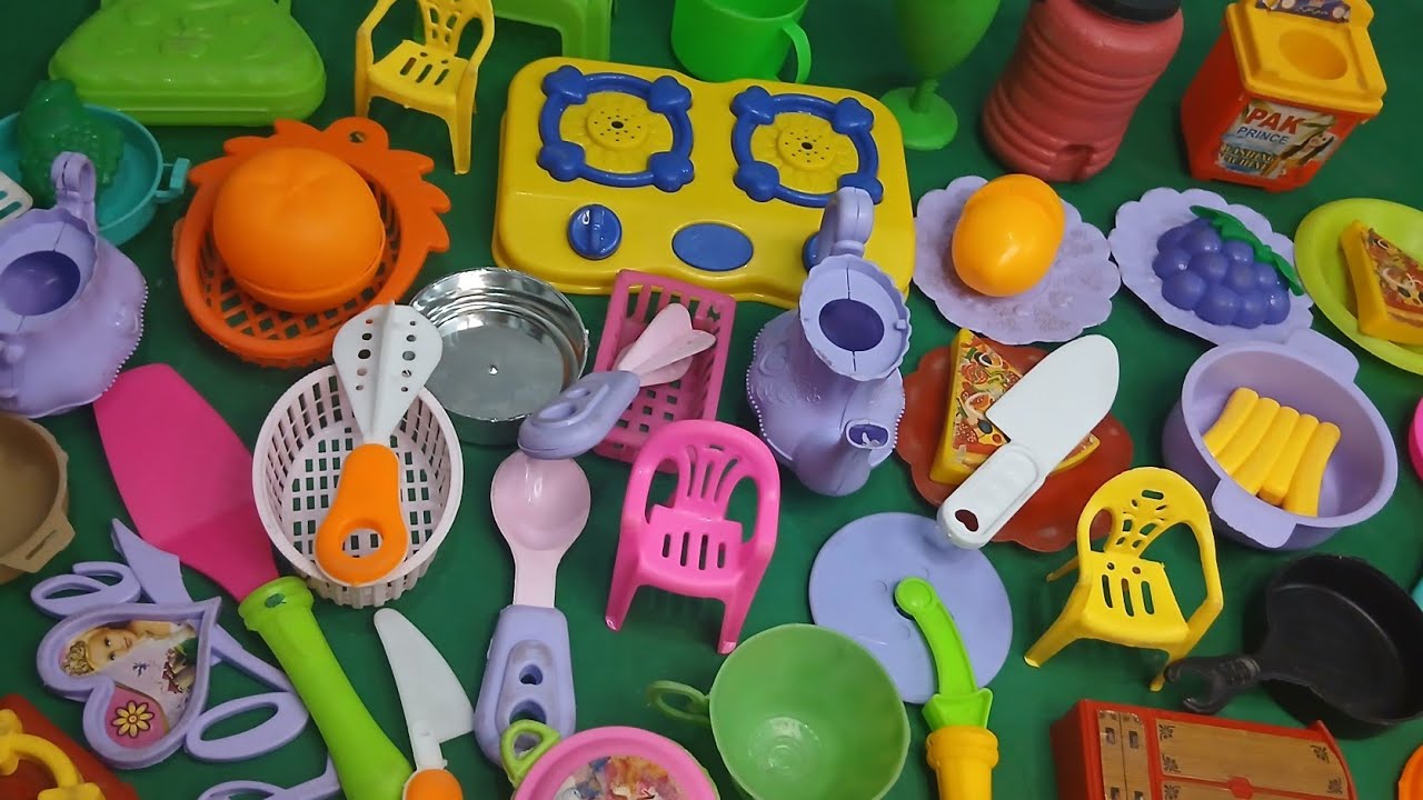 Satisfying with unboxing #colr full miniature barbie kitty kitchen fruit set toys video #asmr 