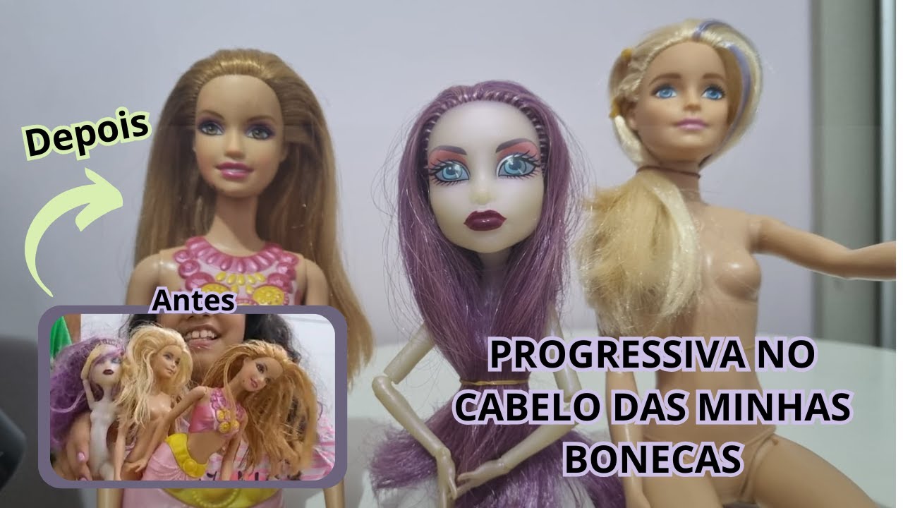 Fiz PROGRESSIVA no cabelo das minhas BONECAS