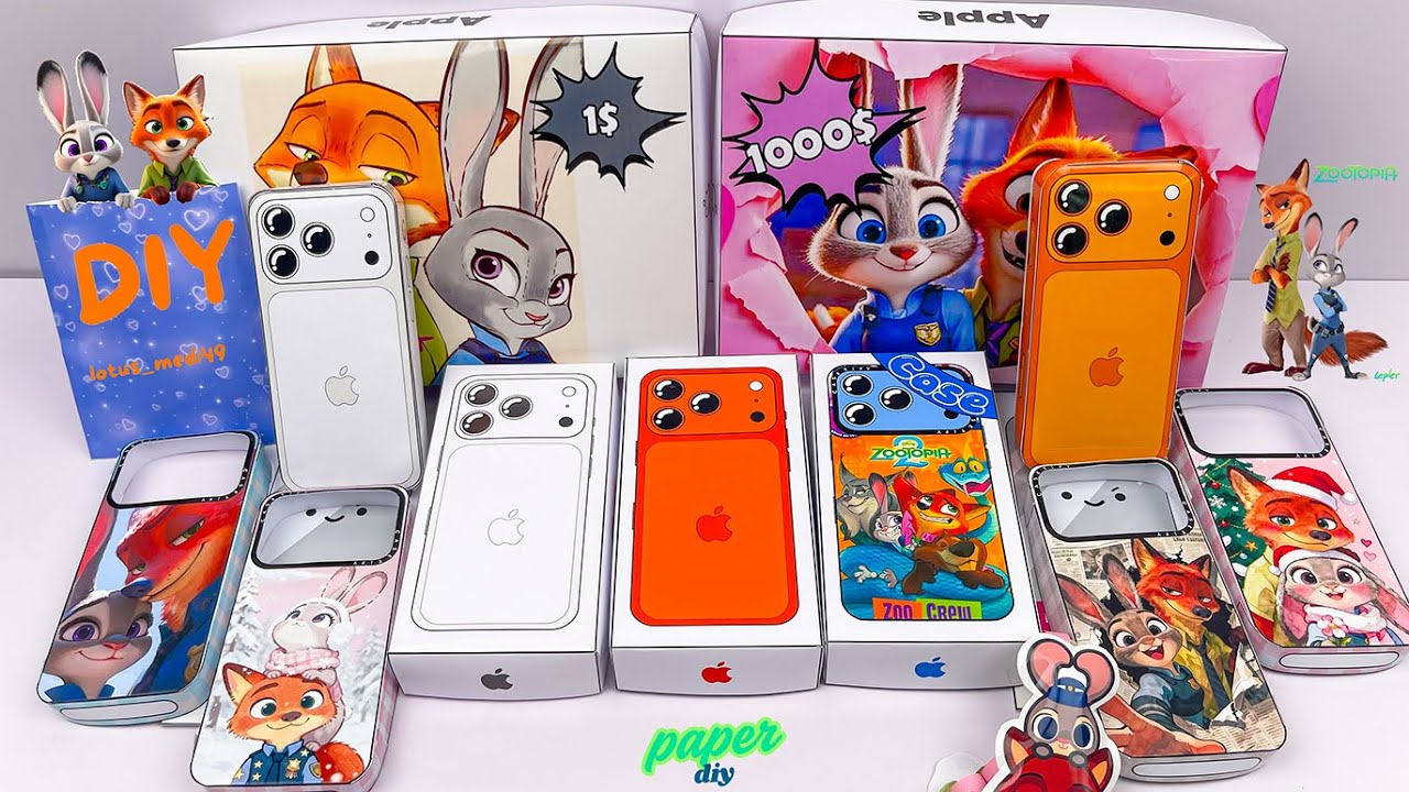 (🍎Paper DIY🍎) 📲 Apple X ZOOTOPIA Blind Bag $1 Vs $1000 | iPhone 16 Pro Max Unboxing | ASMR Episode 3