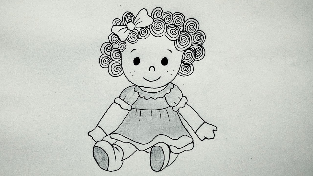 Step-by-step: How to draw a cute curly haired baby girl 😍✨
