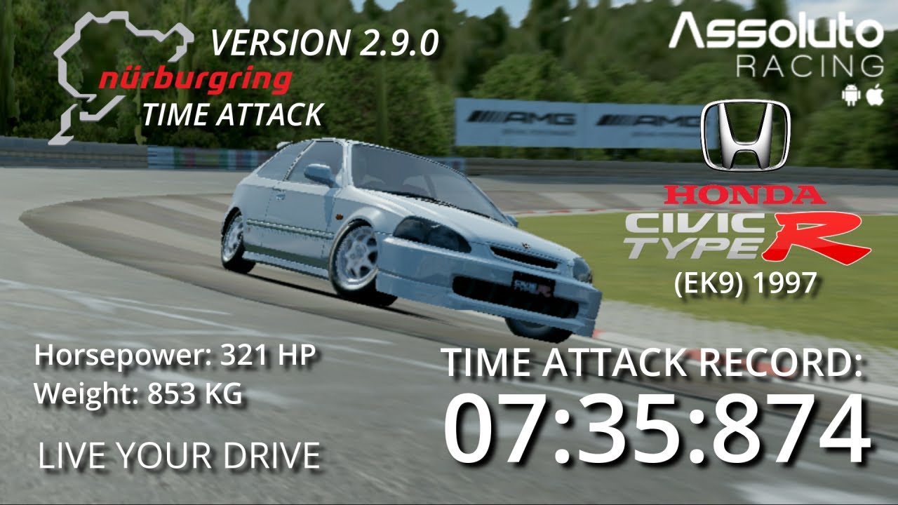 Assoluto Racing 2.9.0 | N&uuml;rburgring Time Attack [7:35:874] Honda Civic Type R (EK9) (Gameplay)