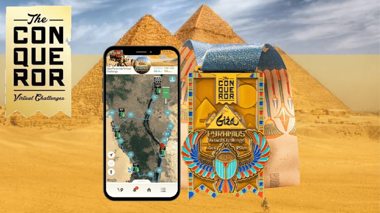 VIRTUAL RUN | The GIZA PYRAMIDS Challenge FULL REVIEW The Conqueror Challenge #5 | Medal Unboxing