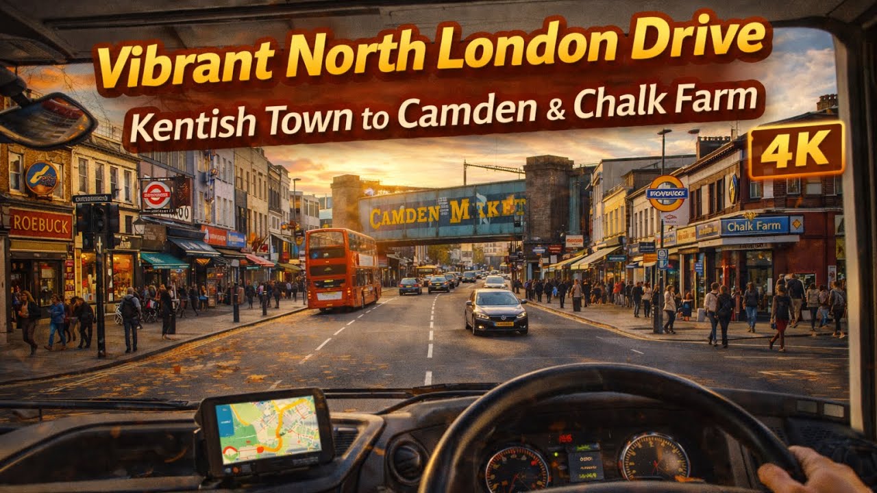 Vibrant North London Drive | Kentish Town to Camden & Chalk Farm | 4K City Vibes