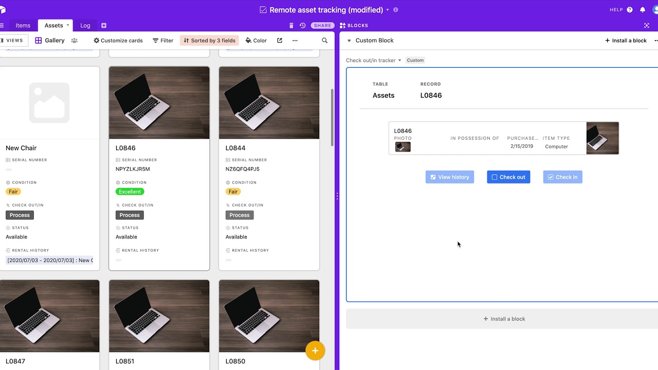 Custom Airtable Block: Check Out/In Tracker