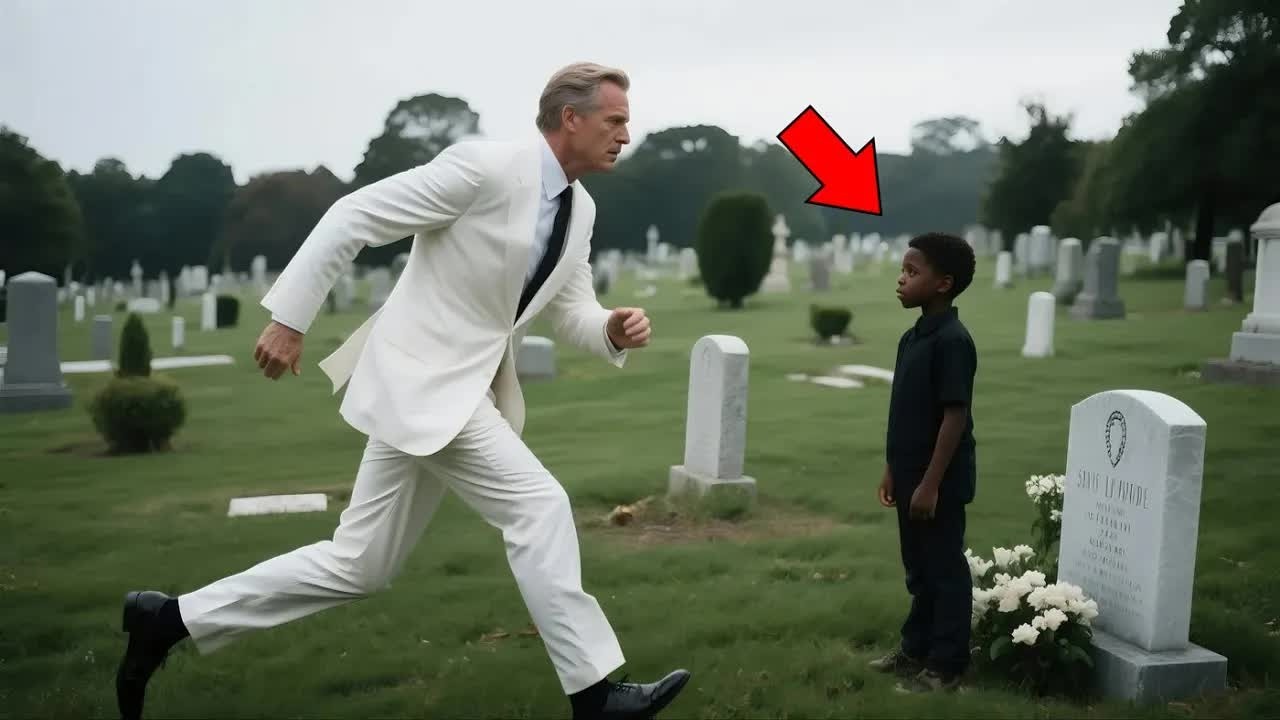 Billionaire CEO Finds Black Boy at His Wife’s Grave — Freezes When He Hears the Truth!.