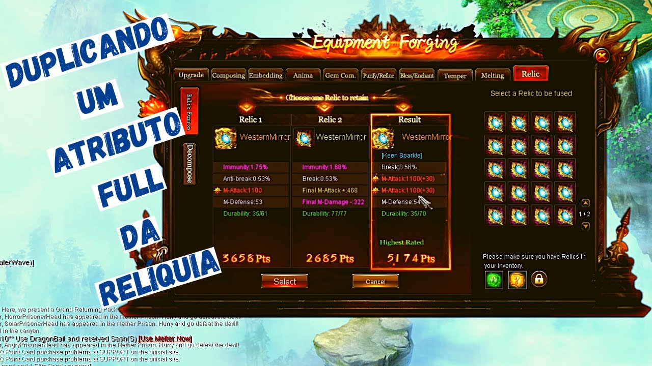 CONQUER ONLINE - Como deixar uma relíquia com atributo full e como duplicar o atributo