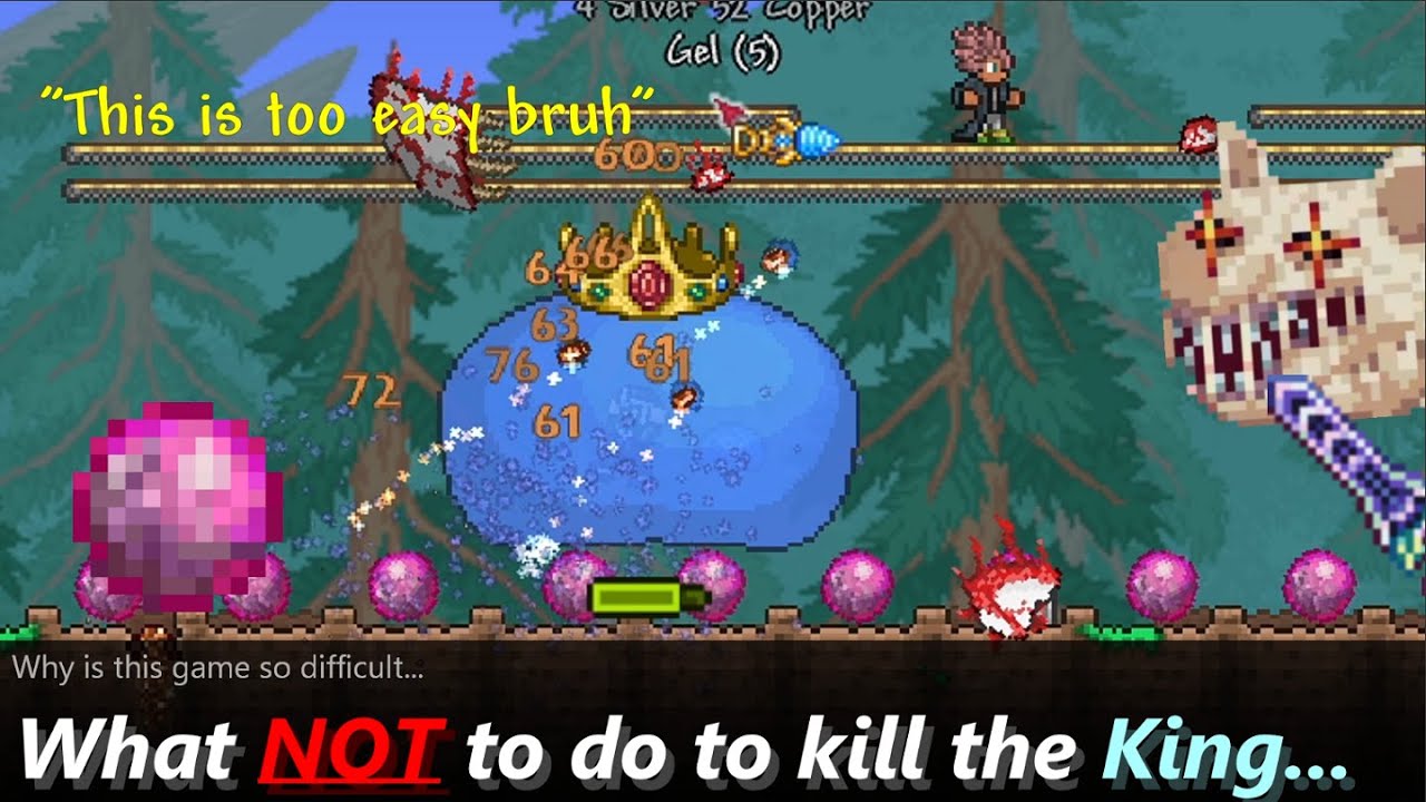 A Totally Unnecessary Guide to defeat King Slime in Terraria ─ It is evitable and stoppable...