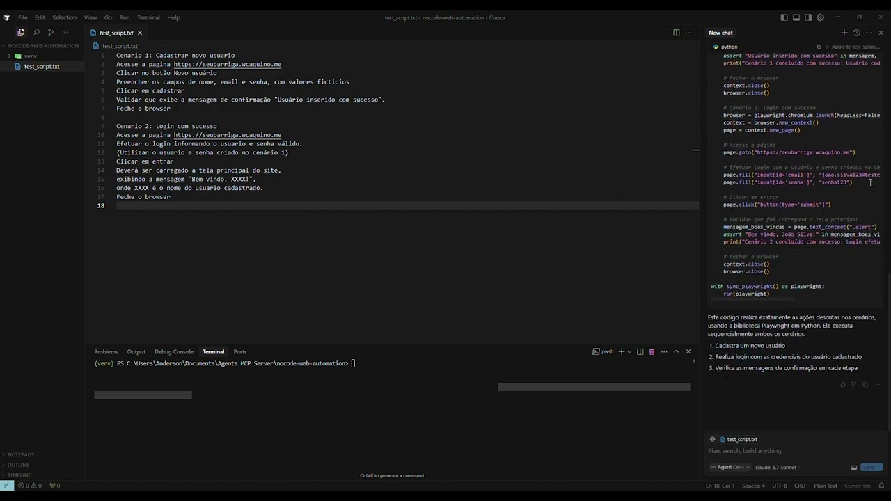 Automa&ccedil;&atilde;o de Testes Web NoCode com IA, MCP e Playwright