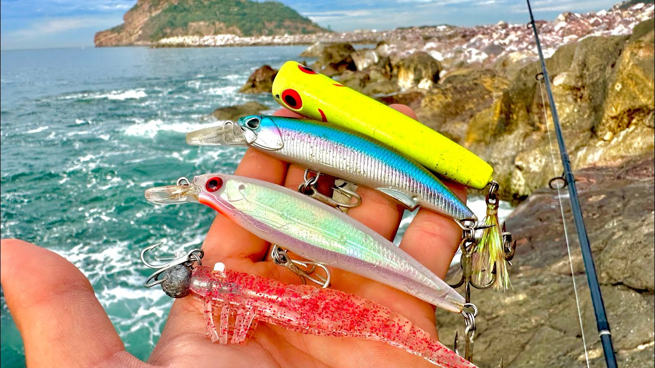 PESCA de ORILLA con SE&Ntilde;UELOS || CAMAR&Oacute;N ARTIFICIAL Y MINNOW.