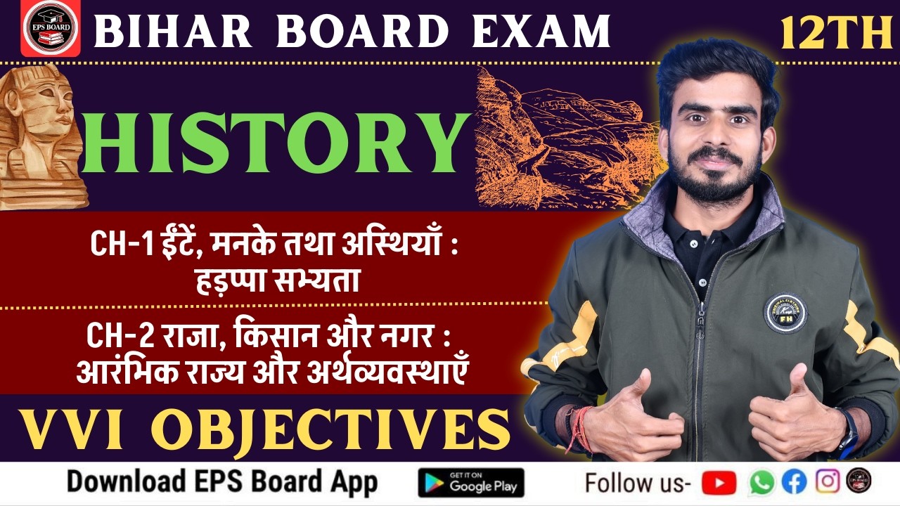 History VVI Objective Questions | CH-1 & CH-2 Important objectives I BSEB 12TH I