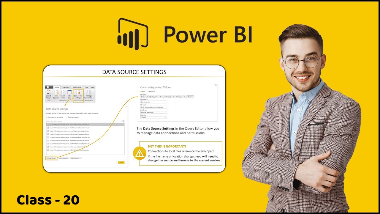 3.14 Configuring Power BI Data Source Settings | Connecting & Shaping Data | Learn Power BI 2022