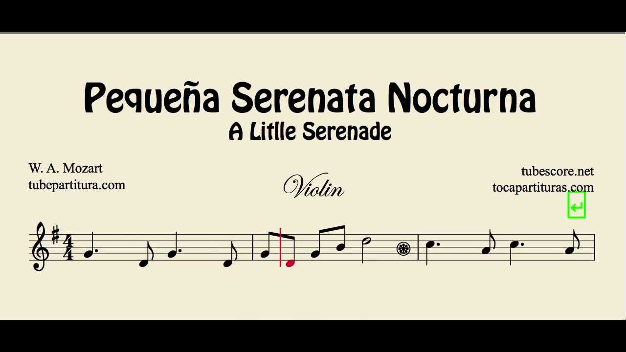 A Little Night Music Sheet Music for Violin Pequeña Serenata Nocturna