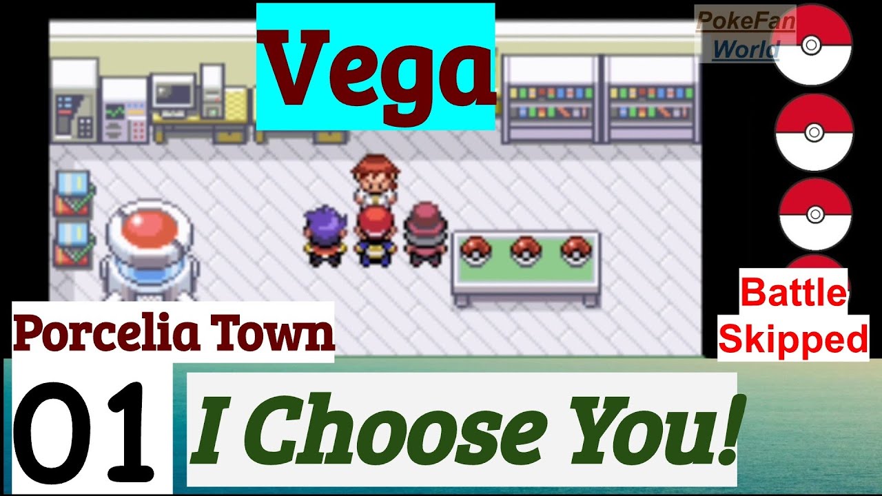 Pokemon Vega Part 1 I Choose You! In Porcelia Town | GBA Rom Hack