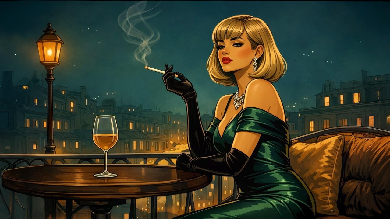 1950s Vintage Spring Jazz — Rooftop City Night Lounge | Cozy Retro Jazz Playlist