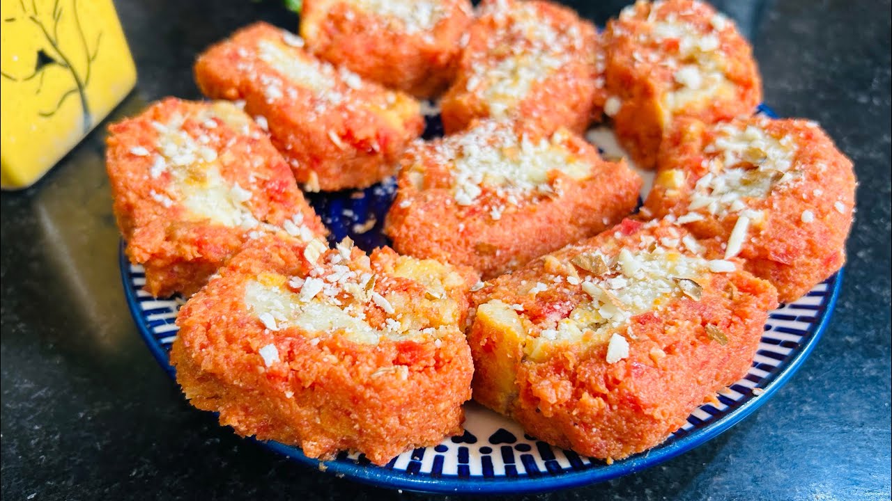 Gajar Ka Halwa Ki Mithai | Gajar Halwa Roll Recipe | Easy Winter Special Indian Sweet Recipe 😋😋