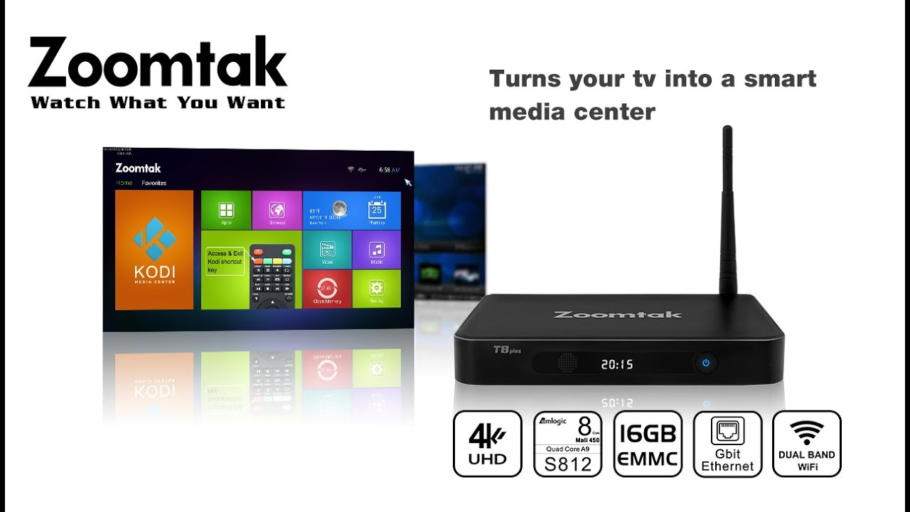 Zoomtak T8 plus 4K Amlogic S812 Android TV Box Dual-band WiFi Giga Lan
