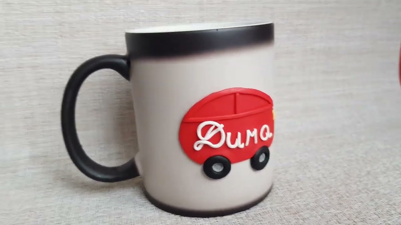 Personalized gift mug chameleon with decor Dima. Magic cup with a custom name from AnneAlArt
