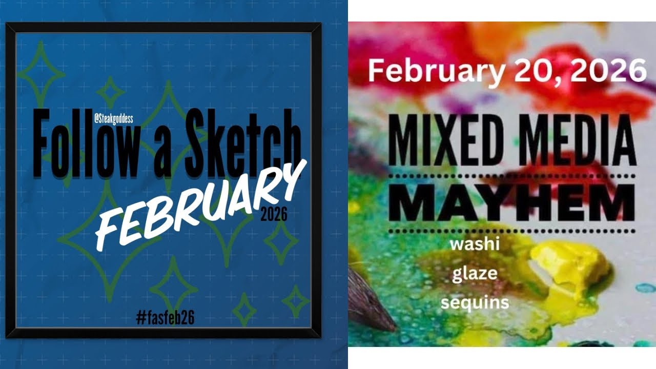 Mixed Media Mayhem | Follow A Sketch February | Iron Crafter | Color Rush Studio | Sweater Weather