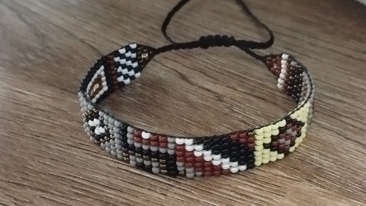 pulsera con mostacilla en telar, paso a paso para principiantes