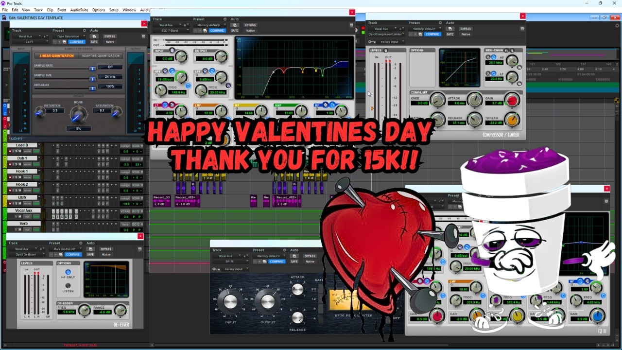 Free Pro Tools Intro Template (Stock Plugins) #happyvalentinesday  #stockplugins #recording #mixing