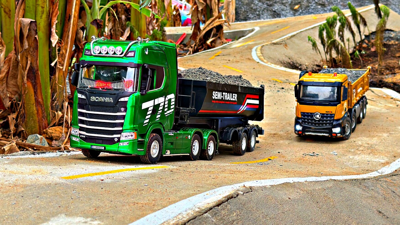 Truck Scania Full Muatan Lewat Jalan Extreme - RC Truck Scania Huina 1501 Transport