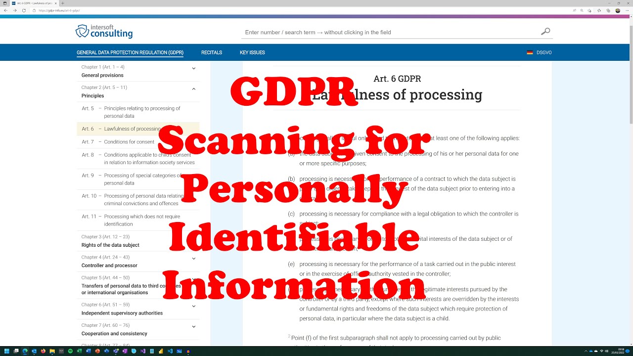 GDPR Scanning for Personally Identifiable Information
