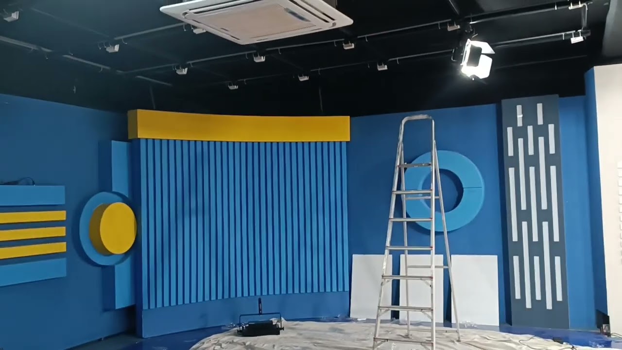 News Studio TV Set Design with LED Lighting setup