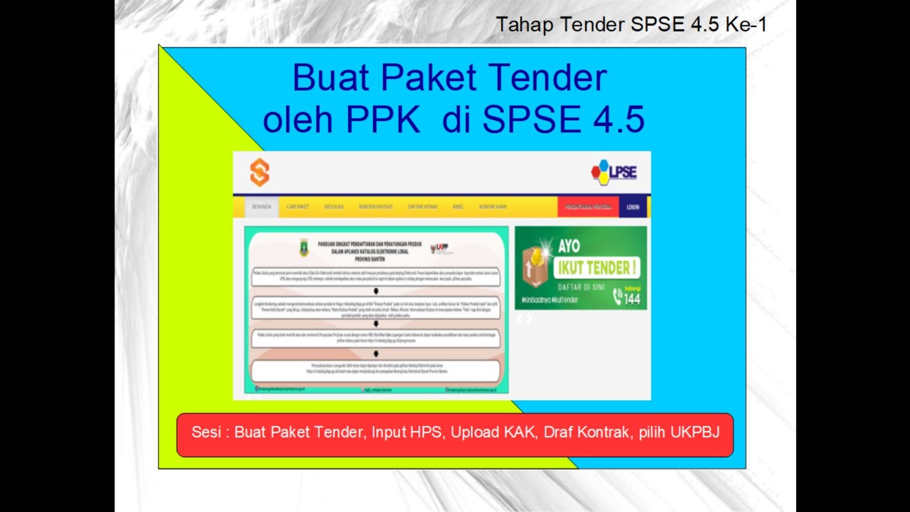 Buat Paket TENDER oleh PPK di SPSE 4.5