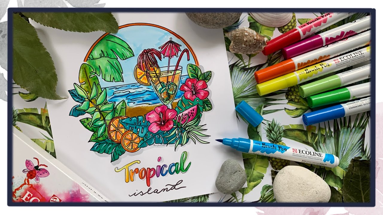 Aquarell malen mit Brushpens von Ecoline / Aquarellstifte / Tutorial  deutsch / Cocktail