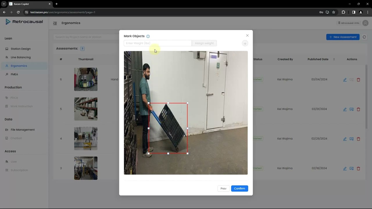 Kaizen Copilot Ergonomics Module: Snook Tables