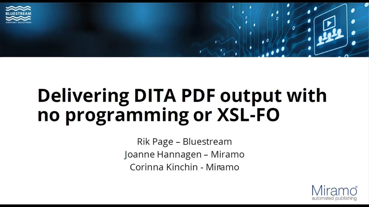 Delivering DITA PDF Output with no programming or XSL FO 1080p