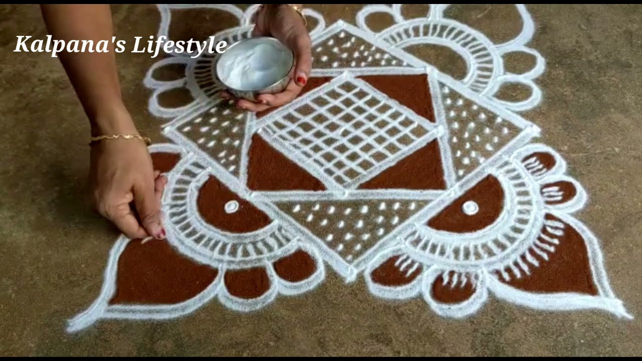 Margazhi Matham special // flowers  padi kollam easy rangoli pandaga muggulu//18